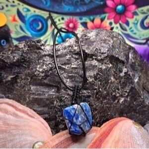Lapis Lazuli Tumbled Gemstone Corded Pendant